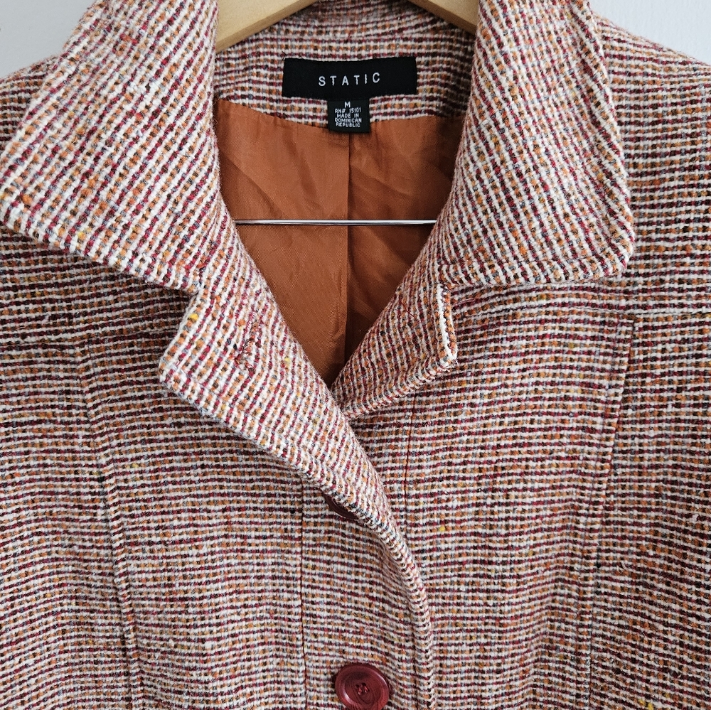 Static Button Down Winter Coat Size M - image 5